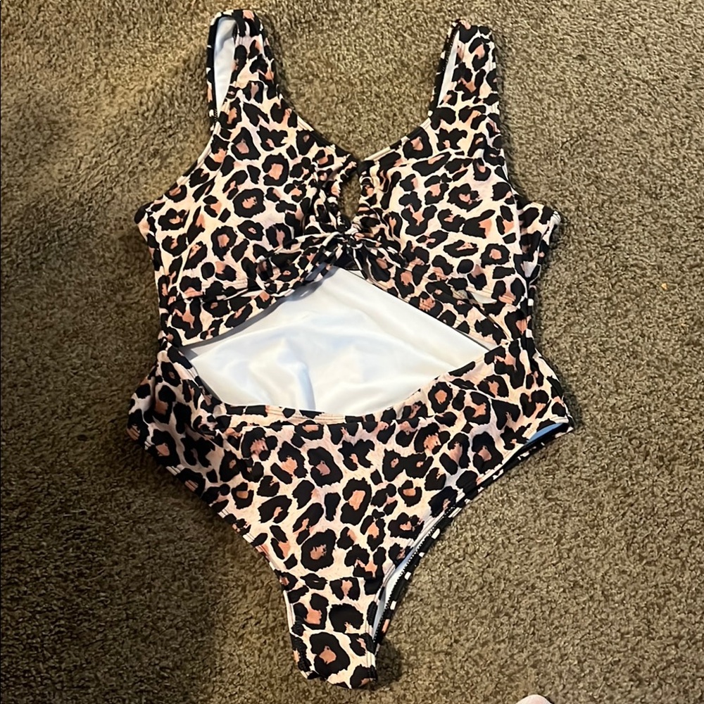 Leopard Print Cutout Swimsuit